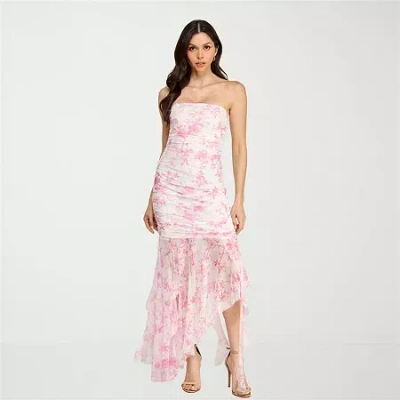 City Triangle Womens Juniors Sleeveless High-low Floral Bodycon Dress In Multi