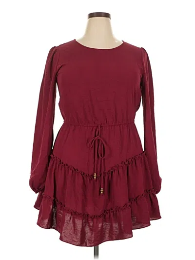 Pre-owned City Triangles Casual Dress In Burgundy