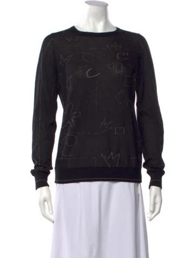 Pre-owned Cividini Alpaca Graphic Print Top In Black