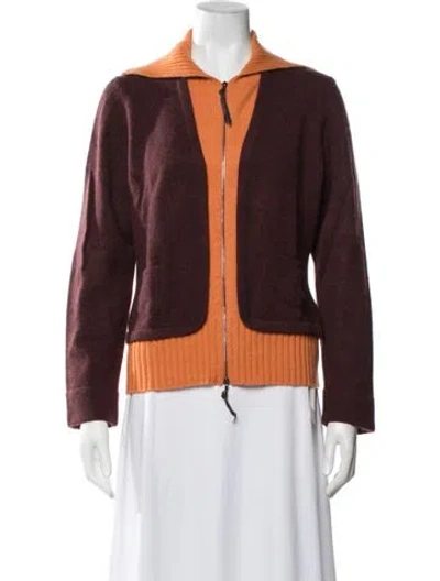 Pre-owned Cividini Cashmere Open Front Sweater In Burgundy