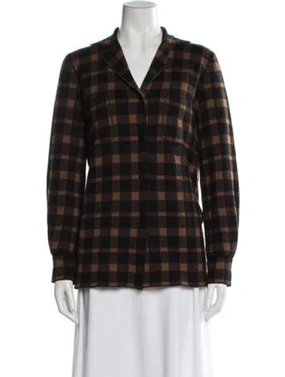 Pre-owned Cividini Cashmere Plaid Print Top In Brown