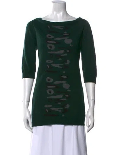 Pre-owned Cividini Cashmere Printed Sweater In Green