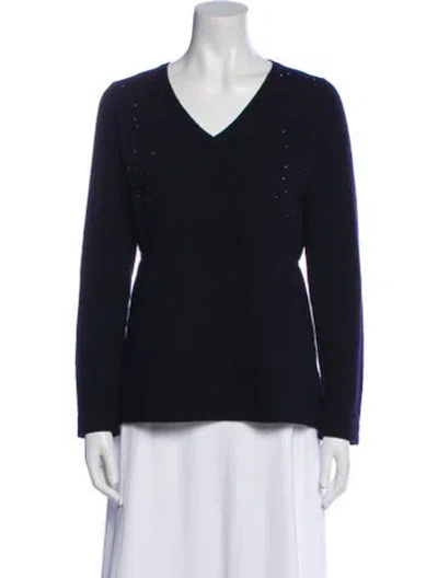 Pre-owned Cividini Cashmere V-neck Sweater In Blue