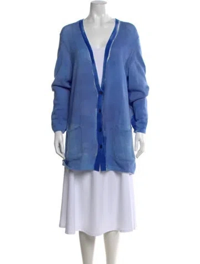 Pre-owned Cividini Cashmere V-neck Sweater In Blue