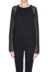 Cividini Contrasting Textured Sleeves Pullover In Black