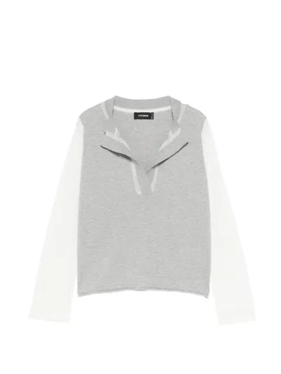Cividini Elder V-neck Colourblock Sweater In Gray