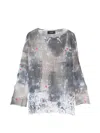 Cividini Ernesta Patterned Notched Sweater In Gray