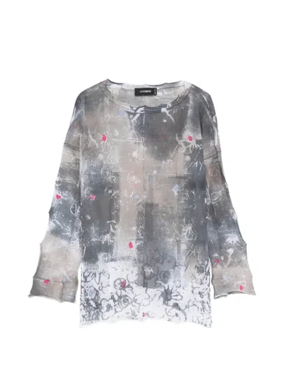 Cividini Ernesta Patterned Notched Sweater In Gray