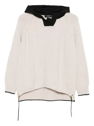 Cividini Hooded Trim-detail Jumper In Neutral