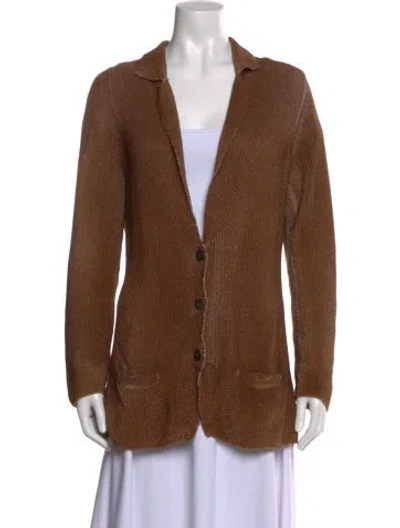 Pre-owned Cividini Long Sleeve Button-up Top In Brown
