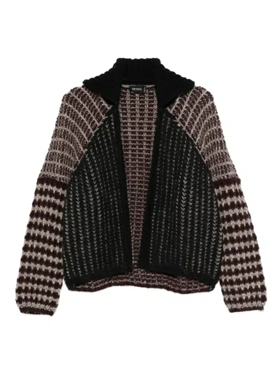 Cividini Patterned-jacquard Cardigan In Black