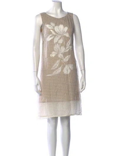 Pre-owned Cividini Plaid Print Knee-length Dress In Neutrals