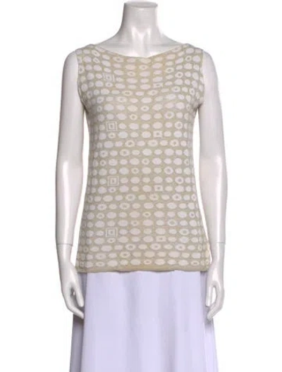 Pre-owned Cividini Printed Bateau Neckline Top In Neutral