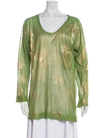 Pre-owned Cividini Printed Scoop Neck Tunic In Green