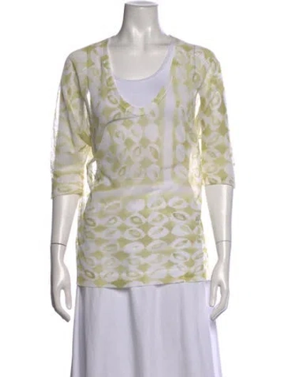 Pre-owned Cividini Printed V-neck Top In Multicolor