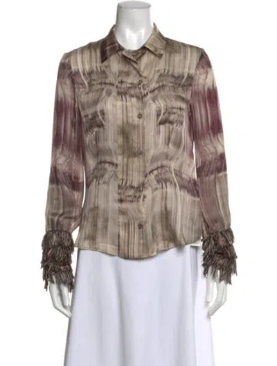 Pre-owned Cividini Silk Printed Top In Neutrals