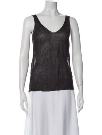 Pre-owned Cividini Silk V-neck Top In Brown