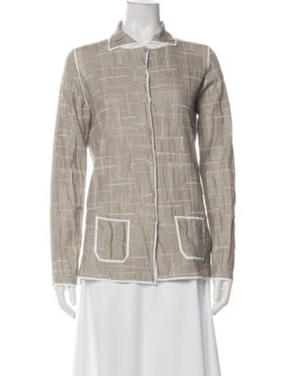 Pre-owned Cividini Striped Long Sleeve Button-up Top In Neutral