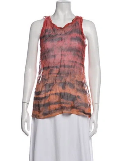 Pre-owned Cividini Striped Scoop Neck Top In Pink