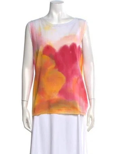Pre-owned Cividini Tie-dye Print Crew Neck Top In Orange