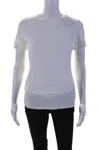 Cividini Womens Cotton Ribbed Round Neck Short Sleeve Top White In White