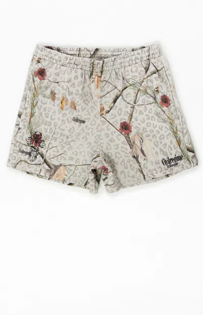 Civil Men's Concrete Fleece Baggy Sweat Shorts In Camouflage In Green
