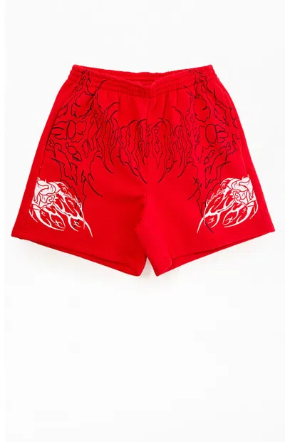 Civil Men's Red Thorn Of The Stem Sweat Shorts