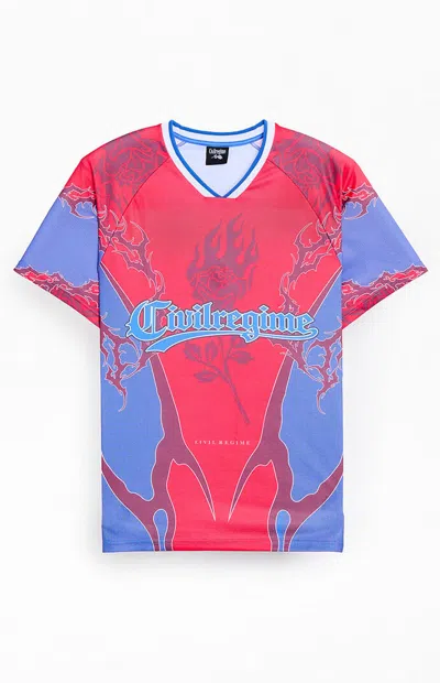 Civil Men's Steph Short Sleeve Soccer Jersey In Blue/red In Multi