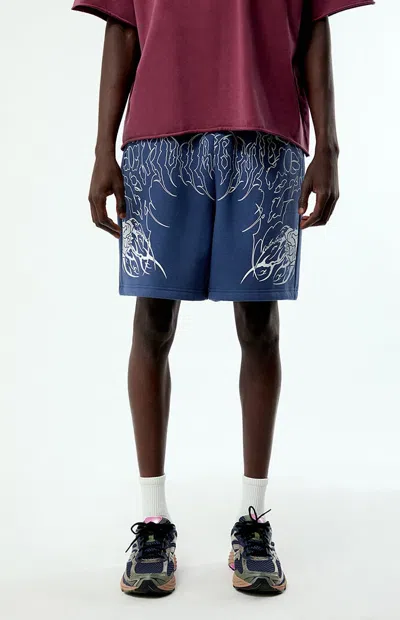 Civil Men's Thorns Of The Stem Fleece Sweat Shorts In Navy In Blue