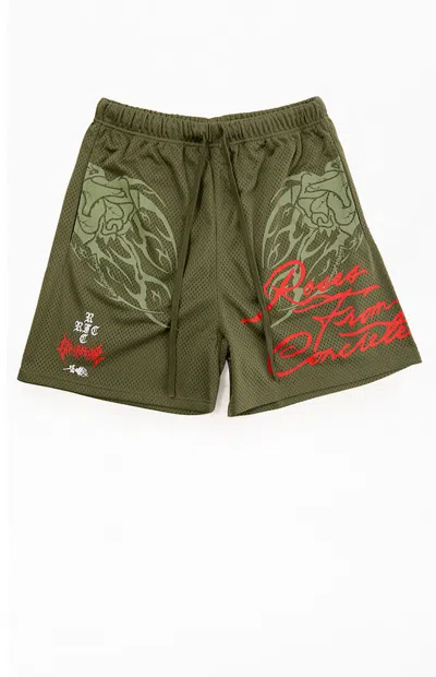 Civil Men's We Came From Concrete Mesh Shorts In Olive In Green