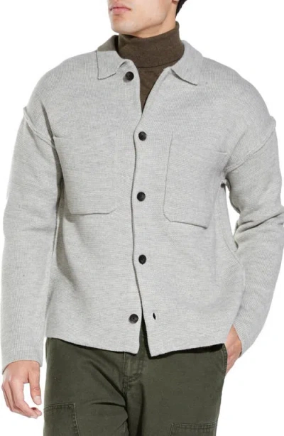 Civil Society Beaton Waffle Full Button Cardigan In Gray