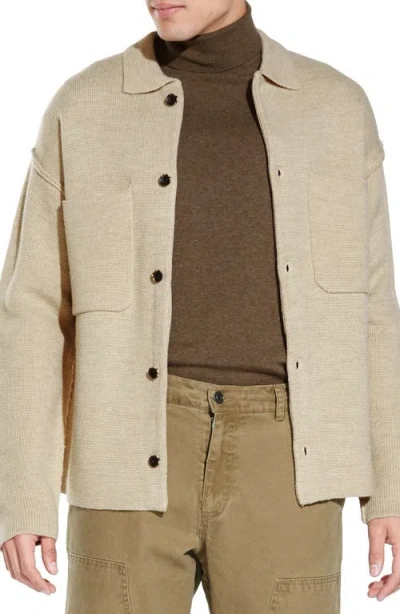 Civil Society Beaton Waffle Full Button Cardigan In Brown