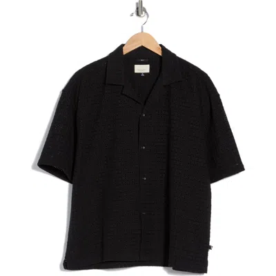 Civil Society Boxy Eyelet Short Sleeve Shirt In Black