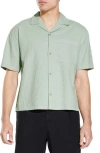 Civil Society Crepe Boxy Crop Resort Shirt In Green