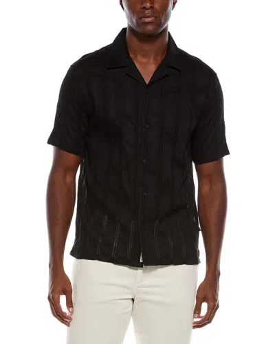 Civil Society Emilio Relaxed Basket Weave Shirt In Black