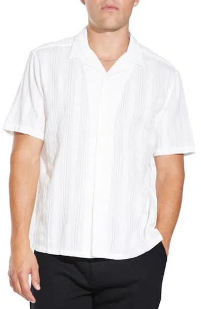 Civil Society Estevez Stripe Open Stitch Cotton Camp Shirt In White