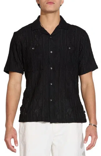 Civil Society Geo Jacquard Knit Camp Shirt In Black