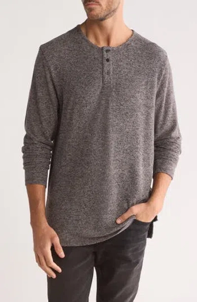 Civil Society Hacchi Knit Henley In Heather Dark Charcoal