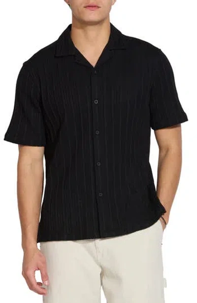 Civil Society Open Knit Resort Shirt In Black