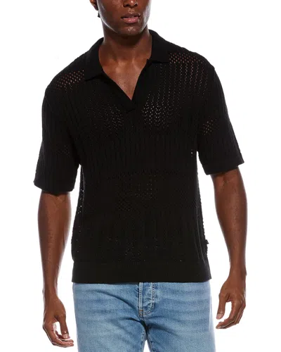 Civil Society Rapa Boxy Crop Blocked Chunky Knit Jersey Shirt In Black