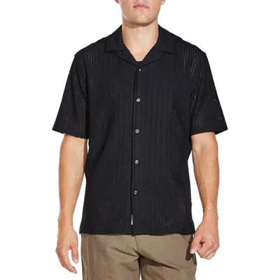 Civil Society Relaxed Fit Short Sleeve Button-up Resort Shirt In Black
