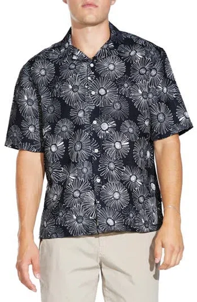 Civil Society Sierra Textured Crop Camp Shirt In Black