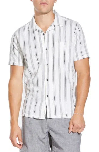 Civil Society Stova Seersucker Short Sleeve Button-up Shirt In White/black