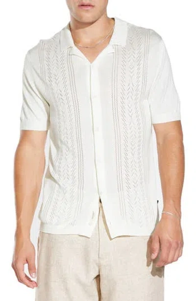 Civil Society Sweater Knit Button-up Resort Shirt In White