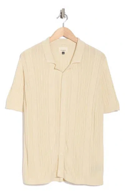 Civil Society Sweater Knit Button-up Resort Shirt In Neutral