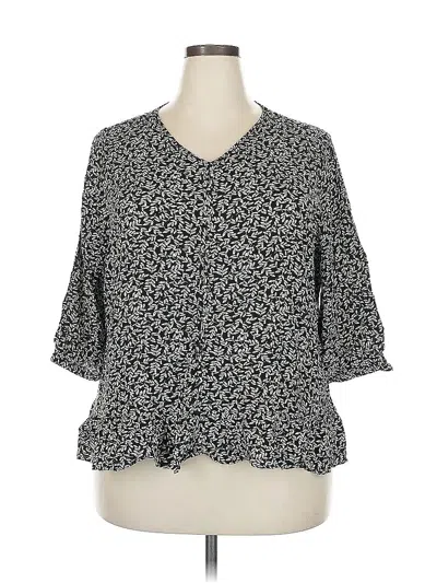 Pre-owned Cj Banks 3/4 Sleeve Blouse In Black