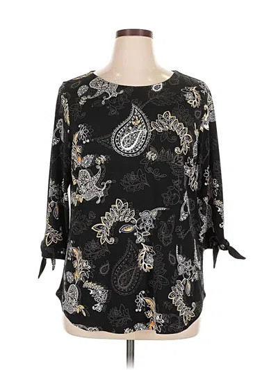 Pre-owned Cj Banks 3/4 Sleeve Blouse In Black