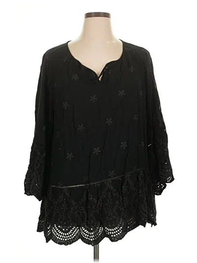 Pre-owned Cj Banks 3/4 Sleeve Blouse In Black