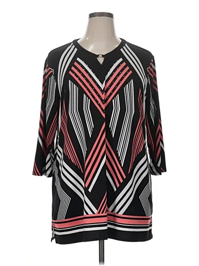 Pre-owned Cj Banks 3/4 Sleeve Blouse In Black