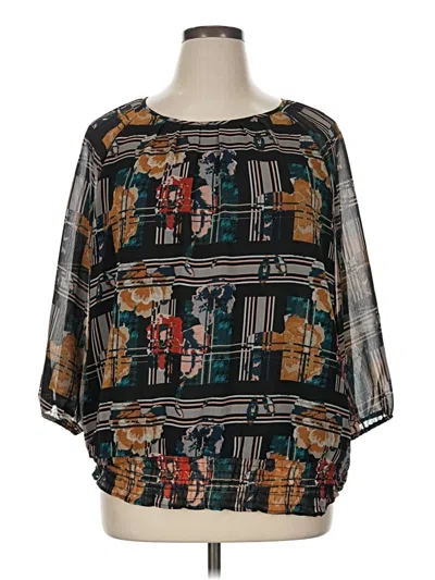 Pre-owned Cj Banks 3/4 Sleeve Blouse In Black